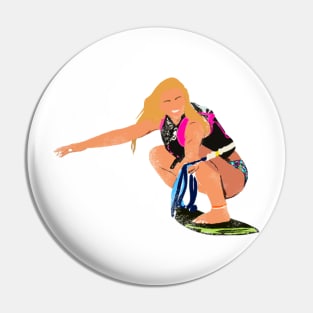 Wakesurfing Girl Blonde Pin