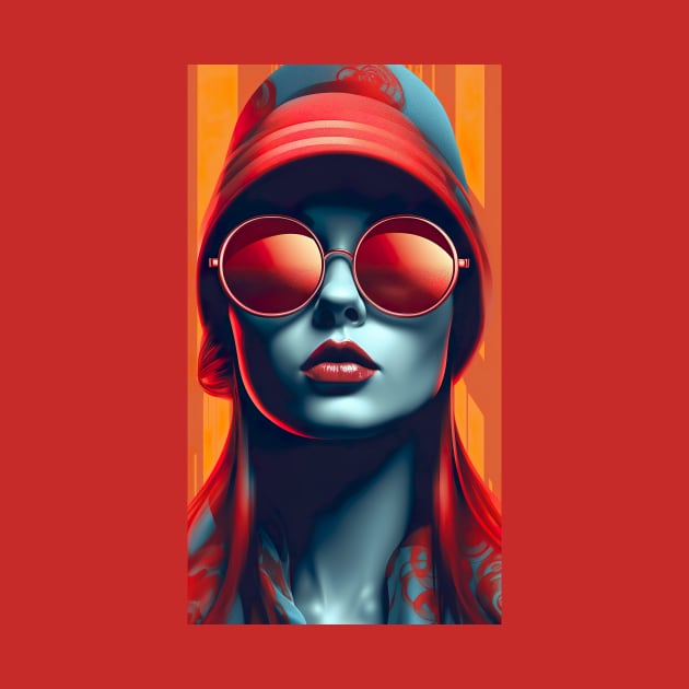 Red Shades retro fashion girl for hotels, spas and salon by UmagineArts