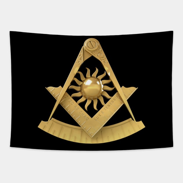 Past Master Gold Emblem Jewel Masonic Freemason Tapestry by Master Mason Made