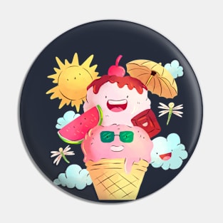 Watercolor Summer Ice cream Pin