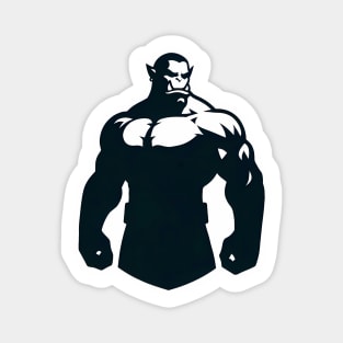 Simple Muscular Bara Orc Silhouette Magnet