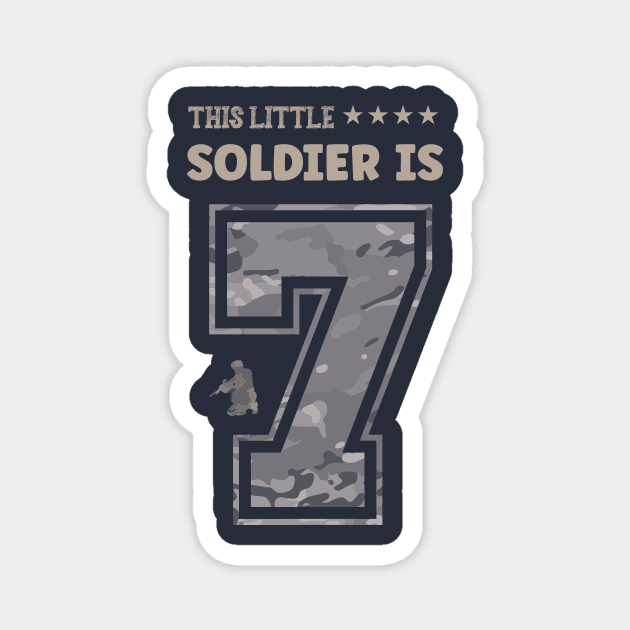 Kids 7 Year Old Soldier Birthday Gift Military T Shirt T-Shirt Magnet by Klouder360