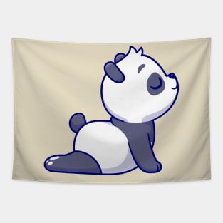 Cute Panda Stretching Yoga Cartoon Tapestry