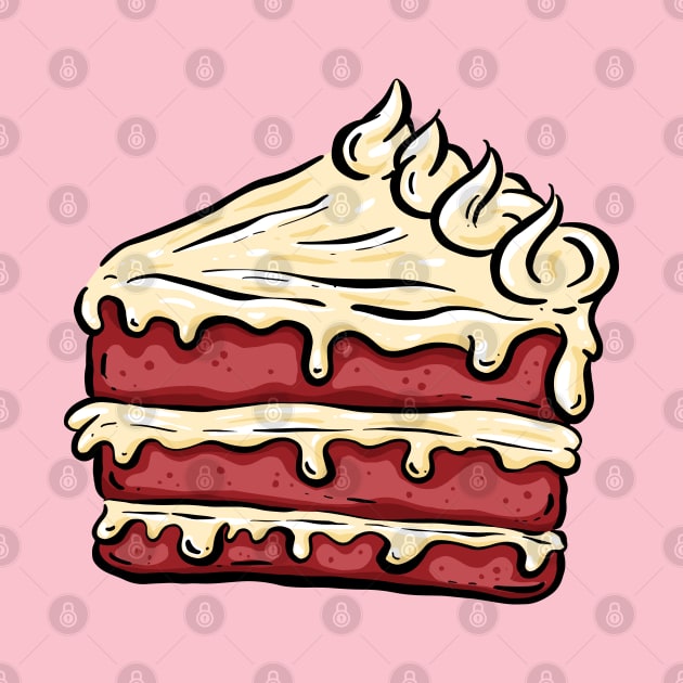 Cake Slice Cartoon Red Velvet by Squeeb Creative