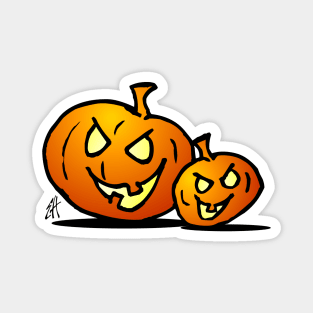 Jack-o'-lantern, Two Halloween pumpkins Magnet