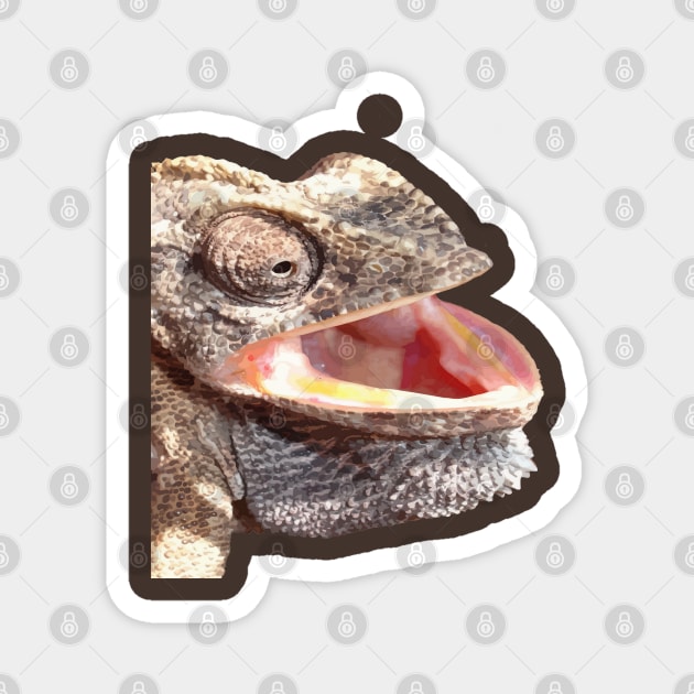 Geeky Chameleon Close Up Photograph Vector Cut Out Magnet by taiche