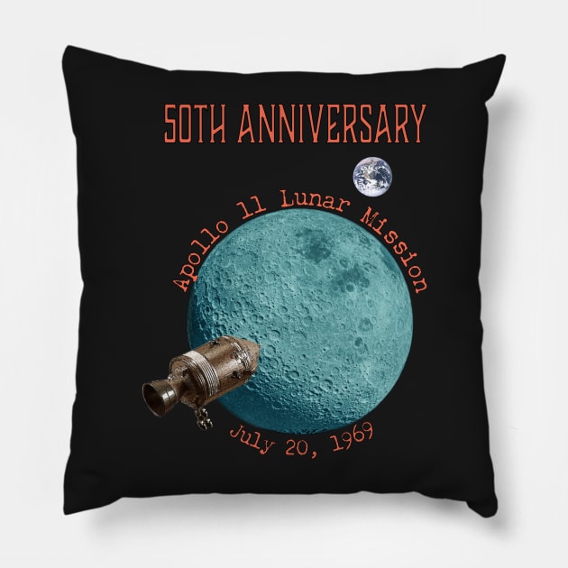 Apollo 11 Lunar Landing 50th Anniversary of First Man on the Moon Pillow by StephJChild