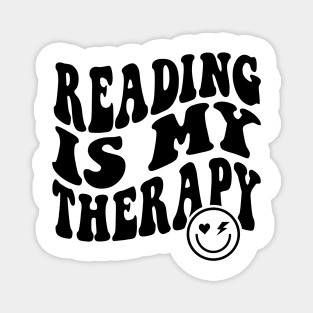 Reading is My Therapy Groovy Cute Reader Bookworm Gifts 2024 Magnet