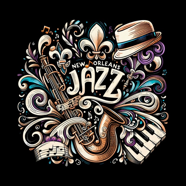 New Orleans Jazz | Vibrant NOLA Jazz-Fest Collage by Mad Monkey Creations