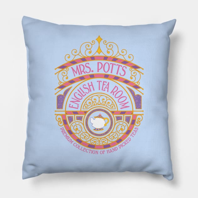 Mrs. Potts English Tea Room Pillow by MagicalJunket