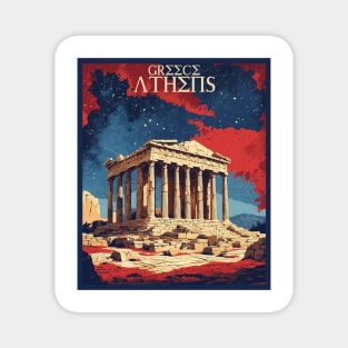 Athens Greece Starry Night Tourism Vintage Travel Poster Magnet