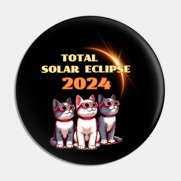 Solar Eclipse 2024 Cat Wearing Solar Eclipse Pin by BukovskyART