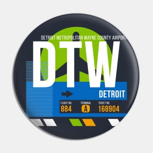 Detroit (DTW) Airport // Retro Sunset Baggage Tag Pin