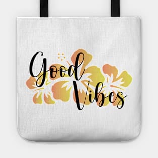 good vibes summer teeshirt yellow Tote