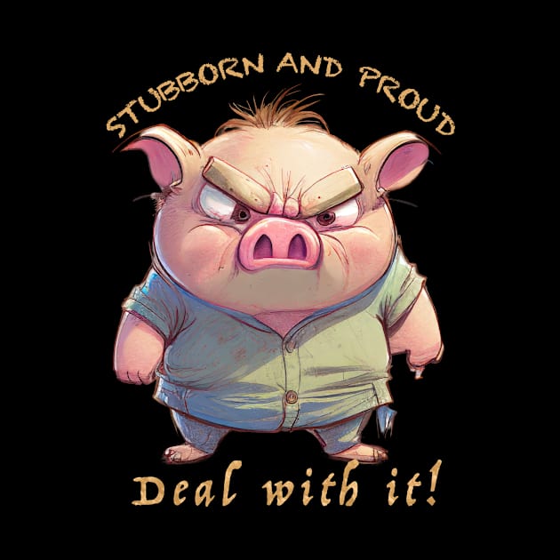 Pig Stubborn Deal With It Cute Adorable Funny Quote by Cubebox