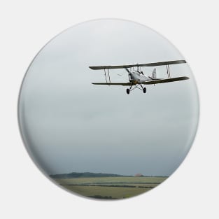 Vintage Tiger Moth aircraft on approach to land to a Norfolk airfield, UK Pin