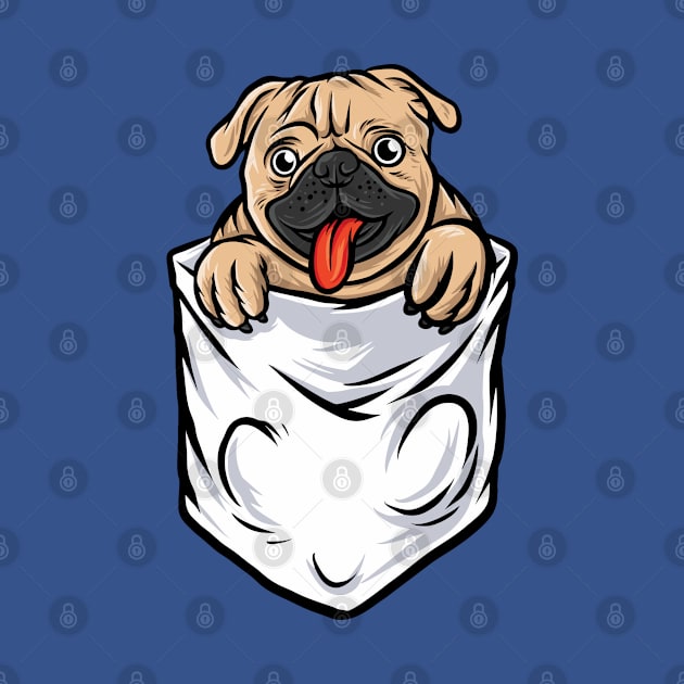 Pug Dog IN Pocket by Mako Design 