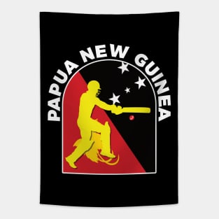 Papua New Guinea Cricket Batsman Papua New Guinea Flag Tapestry