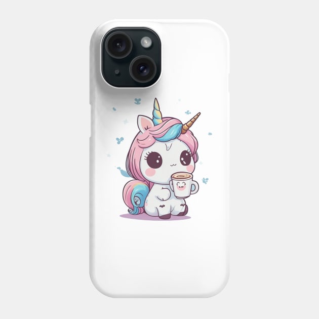 Cute unicorn with coffee Phone Case by Majkel&Majkel