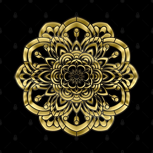 3D Gold Mandala Design #4 / Sacred Geometry Flower of Life Mandala by DankFutura