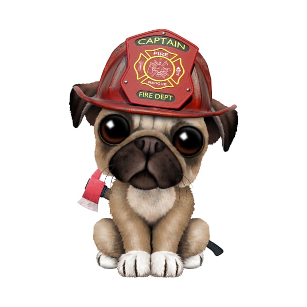 Cute Pug Puppy Firefighter by jeffbartels