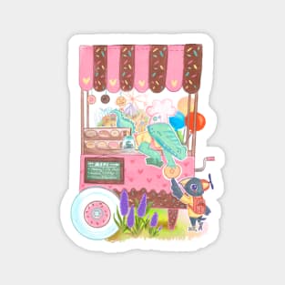 Pastel Alligator Selling Carnival Donuts Magnet