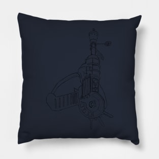 Zombie Ray Gun Blueprint on Navy Blue Pillow