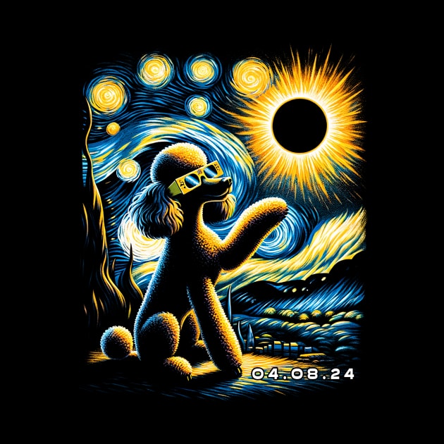 Poodle Eclipse Prowl: Stylish Tee Featuring Elegant Poodles and Eclipse by GinkgoForestSpirit