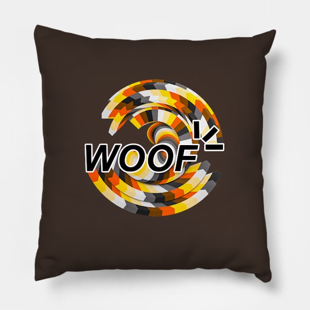 WOOF word twisted and colorful Bear Gay flag LGBTQ Pillow by Visualisworld