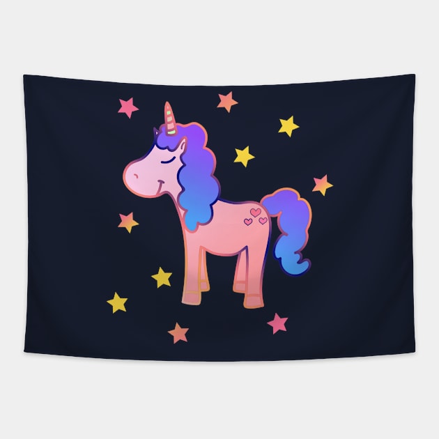 Pretty Colorful Pastel Kawaii Unicorn Stars Pastel Goth Unicorn Tapestry by MOP tees