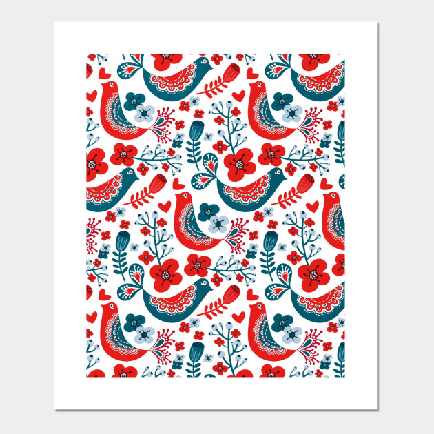 Scandinavian Folk Art Pattern Design Birds Scandinavian Posters And Art Prints Teepublic Scandi floral hand pulled screen printed wall art by. scandinavian folk art pattern design birds