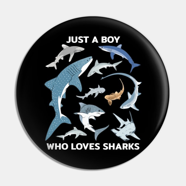 Just a boy who loves sharks Pin by NicGrayTees