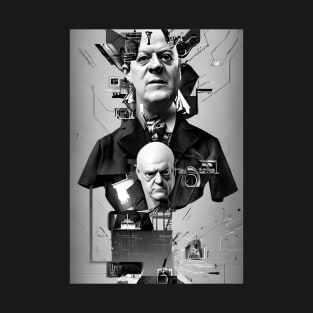 Black and White Cyberpunk Aleister Crowley The Great Beast of Thelema painted in a Surrealist and Impressionist style T-Shirt