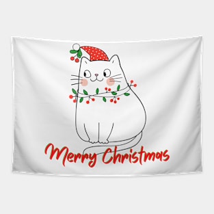 FUNNY KITTEN/ Merry Christmas Cat Tapestry