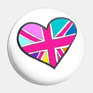 She's So Bright Union Jack Heart Pin