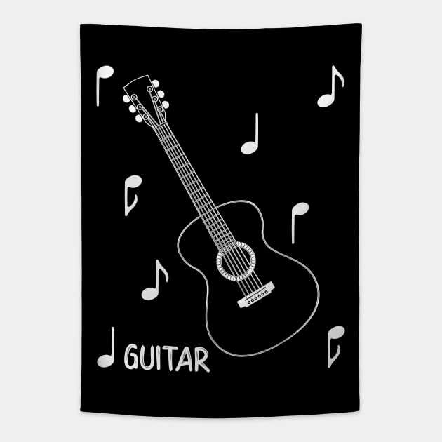 Musical Notes Acoustic Guitar Tapestry by AngelFlame