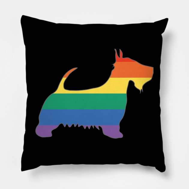 Rainbow Pride Flag Scotty Dog Silhouette Pillow by MacPean