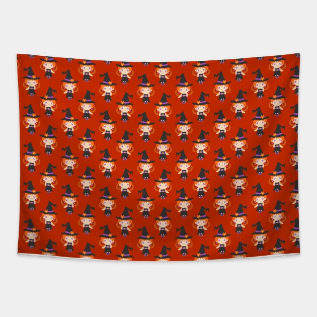 Cute Little Witch Girl Pattern Tapestry by saradaboru