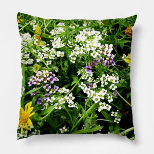 White, Lavender and Yellow Wild Flowers Pillow