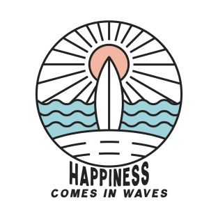 Summer Vibes Happiness Comes In Waves Surfer T-Shirt