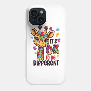 It's Ok to be Different Autism Awareness Giraffe Support Phone Case