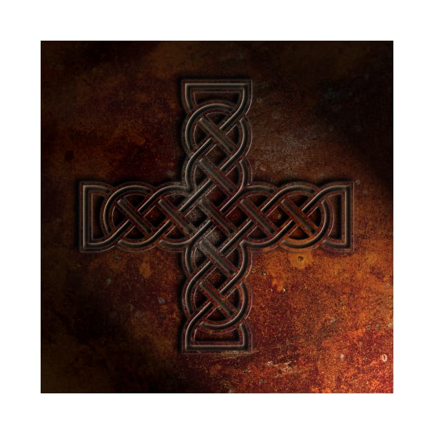 Celtic Knotwork Cross Rust Texture No 1 by learningcurveca