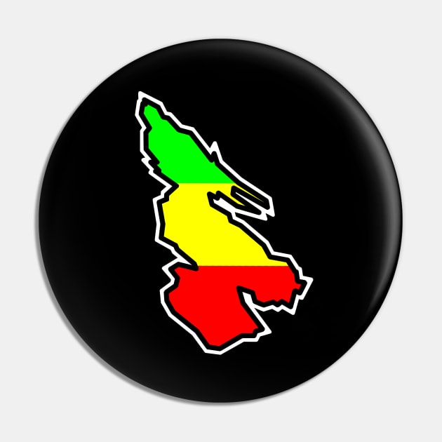 Salt Spring Island Silhouette in Rasta Rastafarian Flag Colours - Rastafari - Salt Spring Island Pin by Bleeding Red Paint