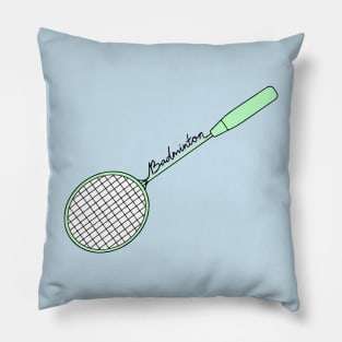 Badminton Racket of Badminton Player (Green) World Badminton Day Pillow