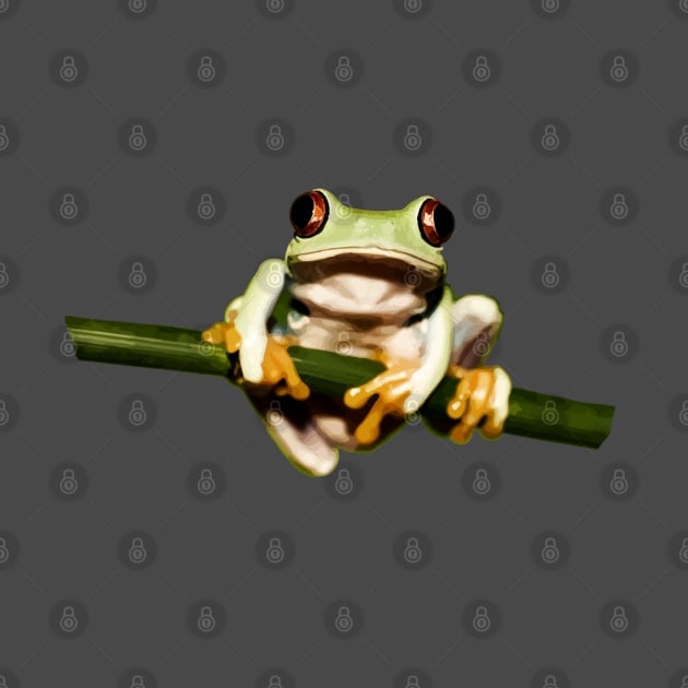 frog on branch by Lamink