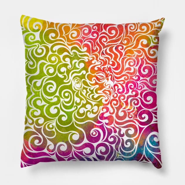 Swirly Portrait Pillow by VectorInk