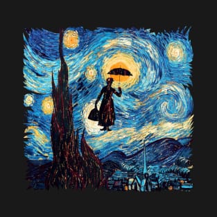 Girl with an Umbrella starry night T-Shirt