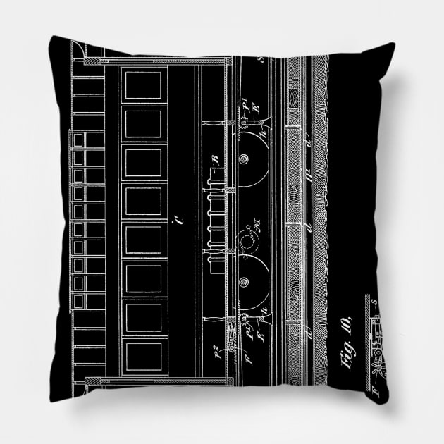 electric railway system Vintage Patent Hand Drawing Pillow by TheYoungDesigns