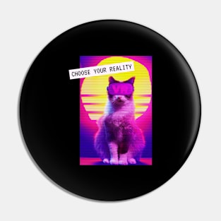 Retro Katze Virtual Reality Vaporwave Techno Party Pin