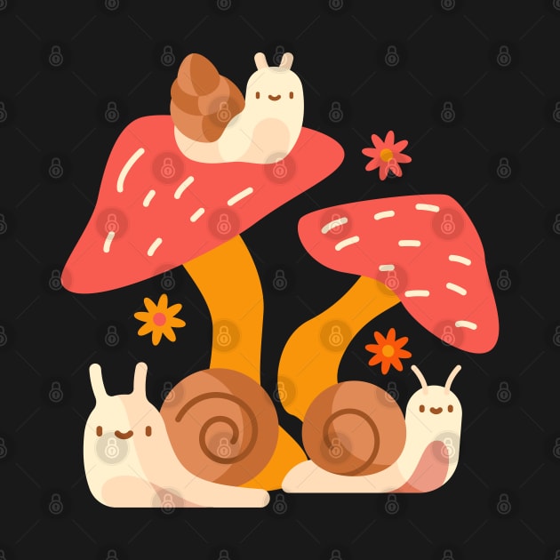 Happy Snails on Mushrooms by TeaTimeTs